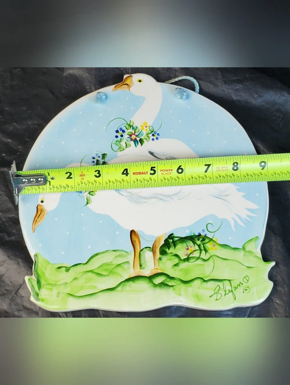 Stefan NY VTG Handmade Ceramic Painted Geese Hanging Trivet Cottagecore - GUC